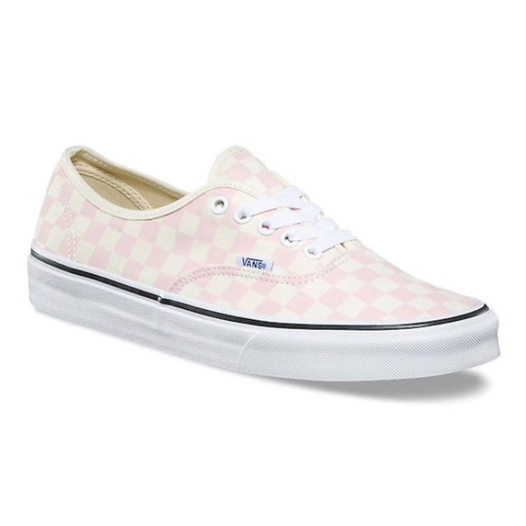 pink checkered vans with laces